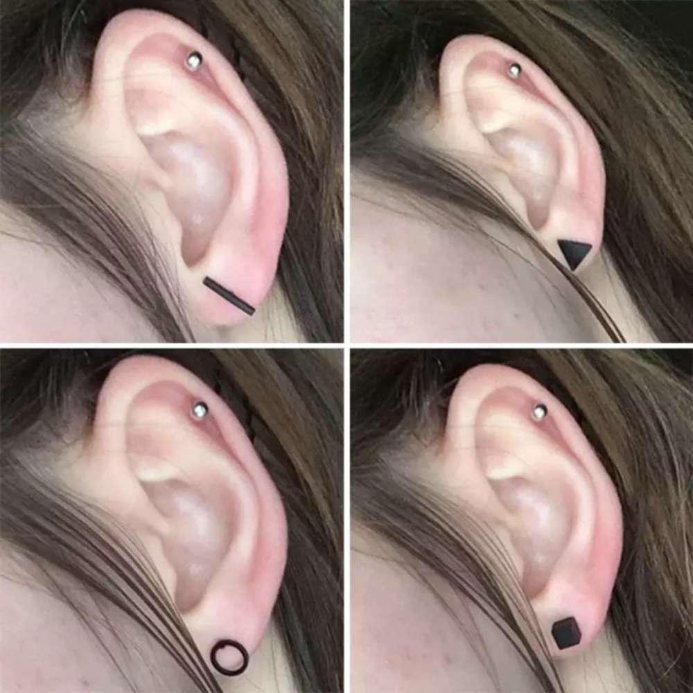 NEW!💙💎BUNDLE 4 PAIRS🖤BLACK🖤GEOMETRIC STUDS💎💙 - Picture 5 of 8
